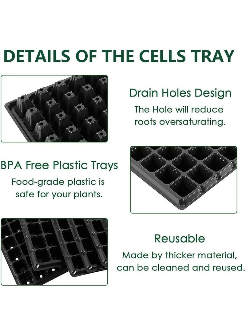 3-piece set of seed germination trays, plastic, seed kit for greenhouse, garden, nursery, and fruit and vegetable growing, black (72 holes), polypropylene plastic - Image 4